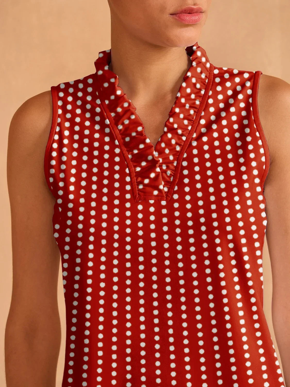 Hyper-prep Ruffle V-Neck Tank Top UPF50+