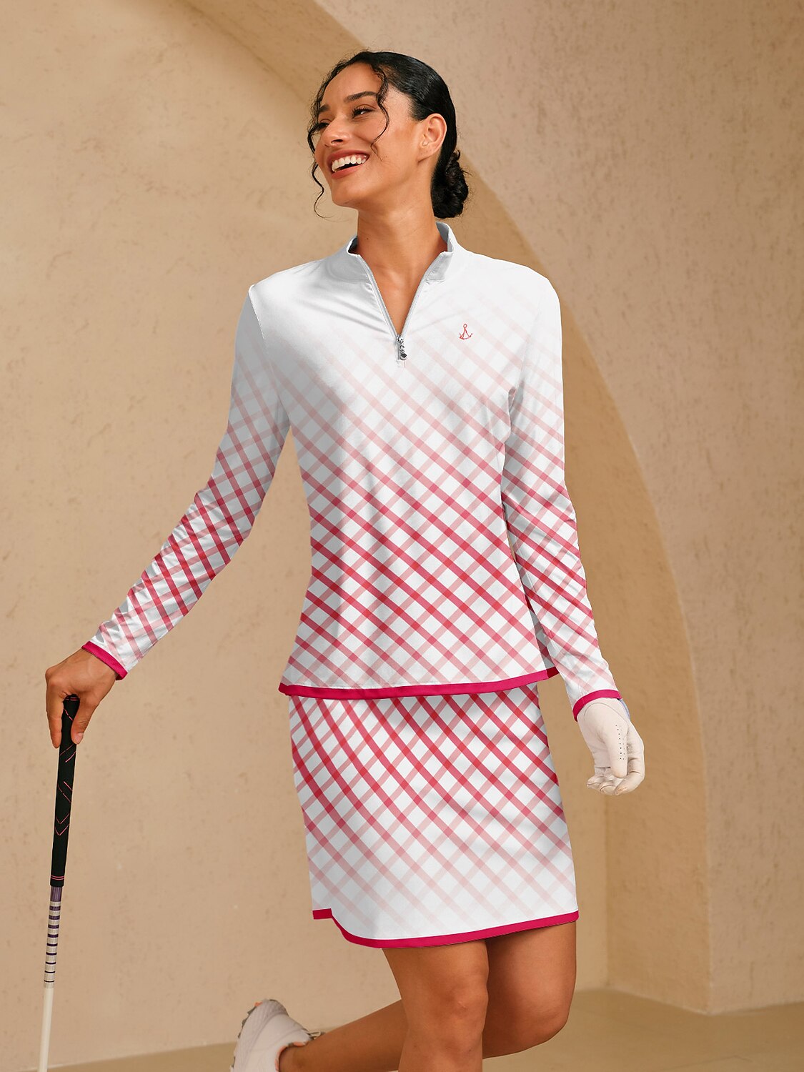 Hyper-prep Silky Ruffle Golf Shirt Quarterzip UPF50+