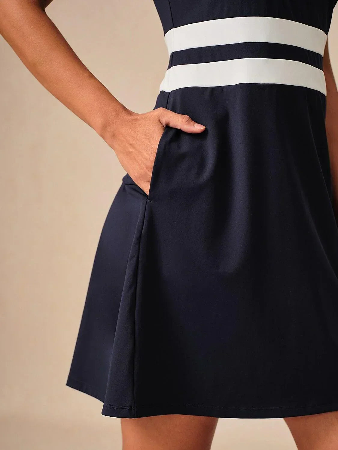 Navycore Sleeveless V-Neck Color Block 36.5 Inch Dress UPF50+