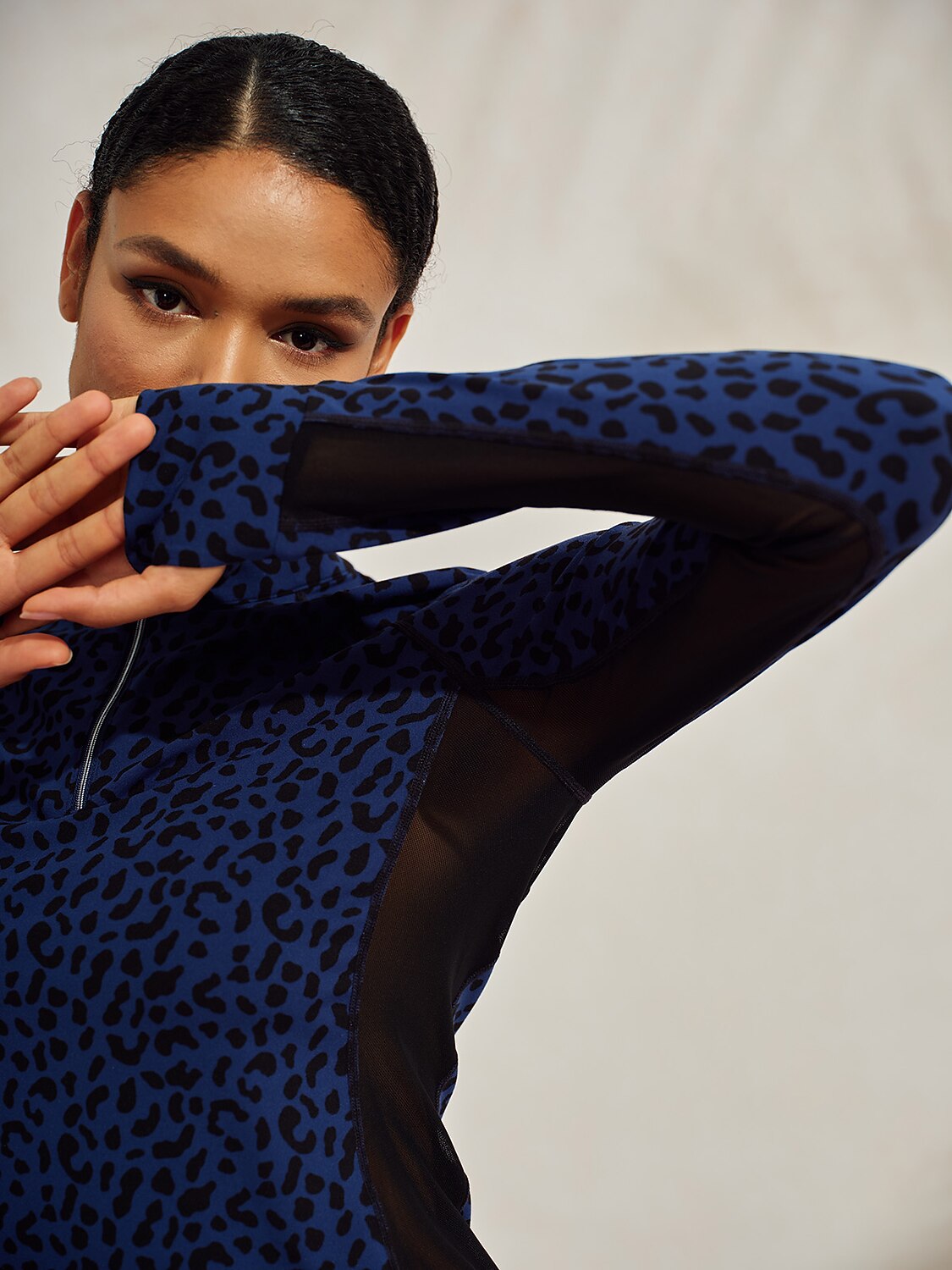 More Than Basic Leopard Mesh Golf Shirt Quarterzip