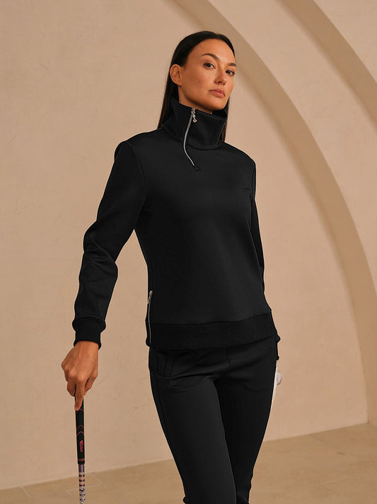 More Than Basic Asymmetrical Collar Golf Sweatshirt