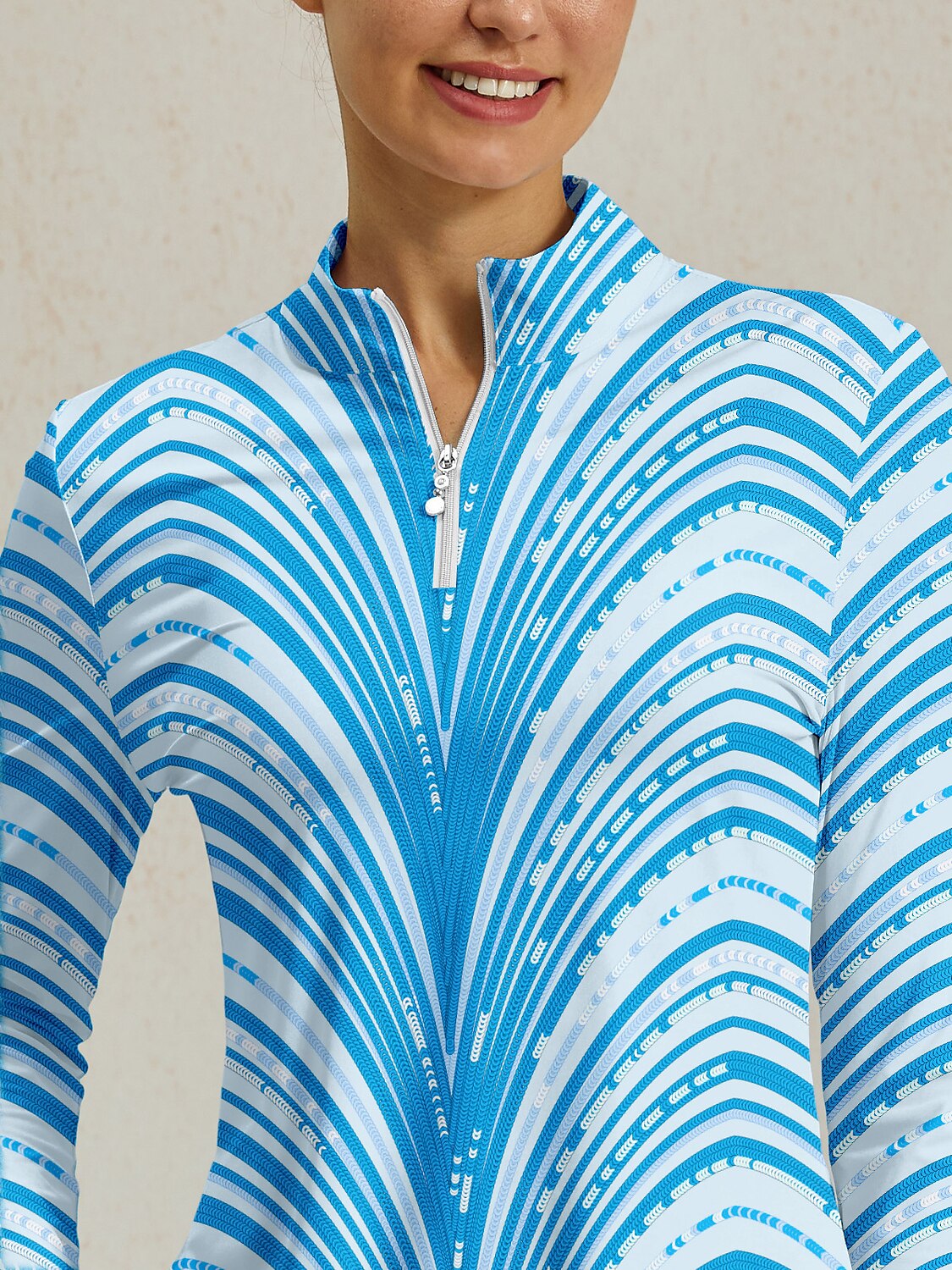 Air Brush Silky Ruffle Golf Shirt Quarterzip UPF50+