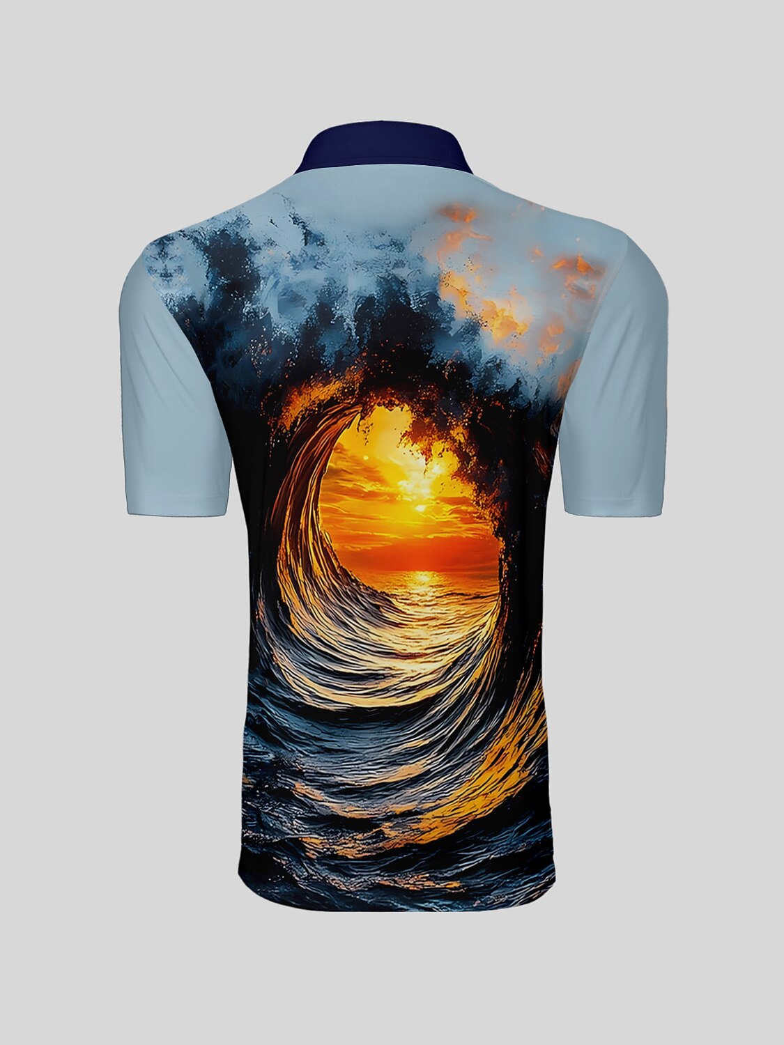 Playful Nautical Men's Ribbed Collar Polo Top UPF50+