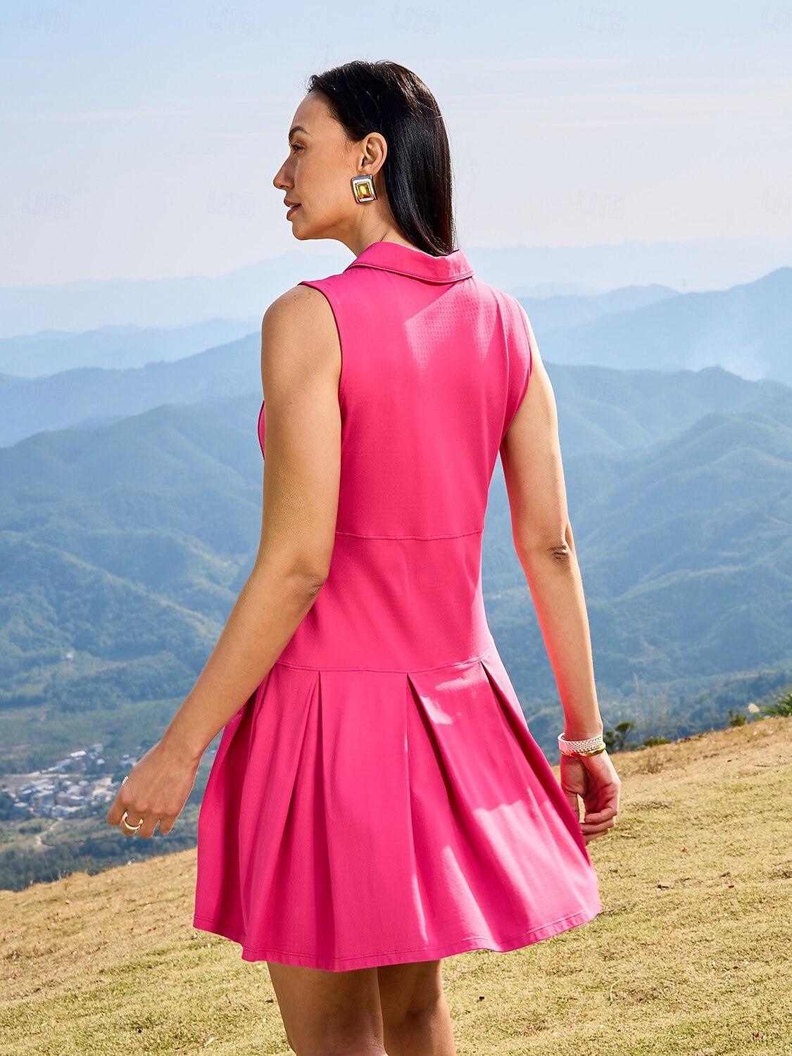 Premium Sleeveless A-Line Pleated 35.5 Inch Dress UPF50+