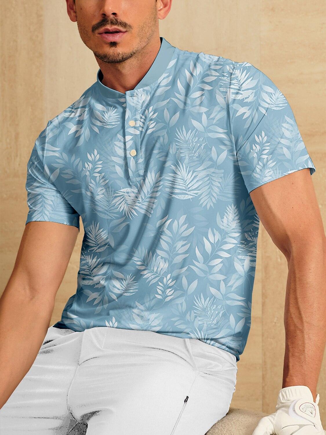 Hyped-up Tropical Men's Golf Henley Shirt UPF50+