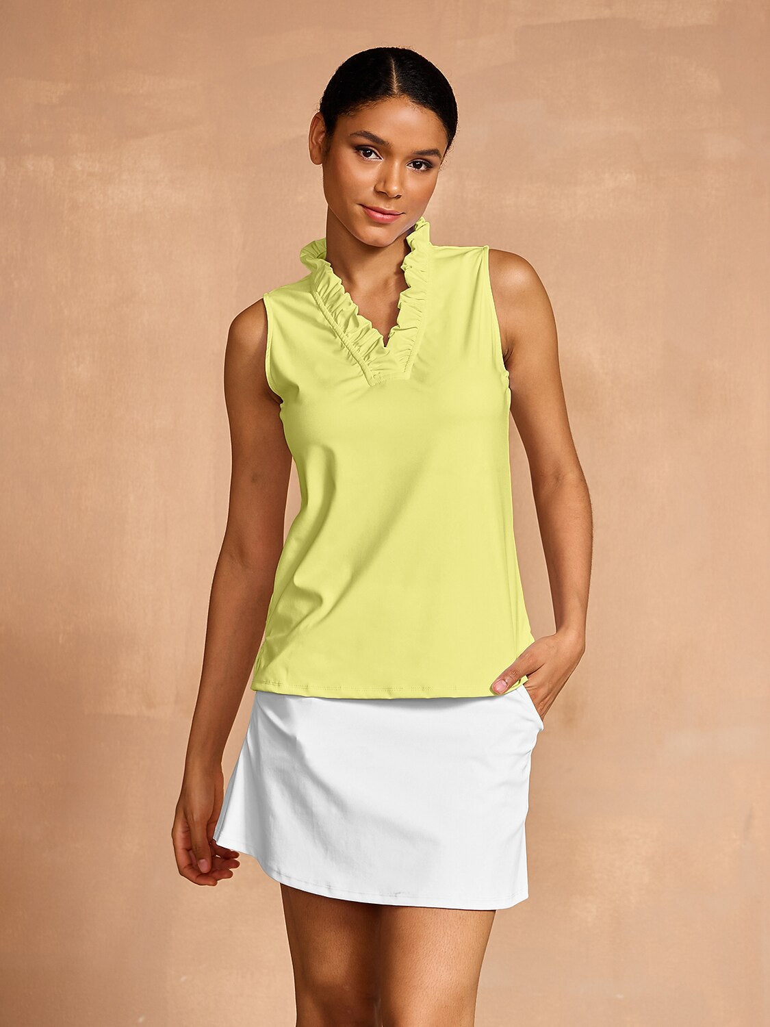 More Than Basic Ruffle V-Neck Tank Top UPF50+