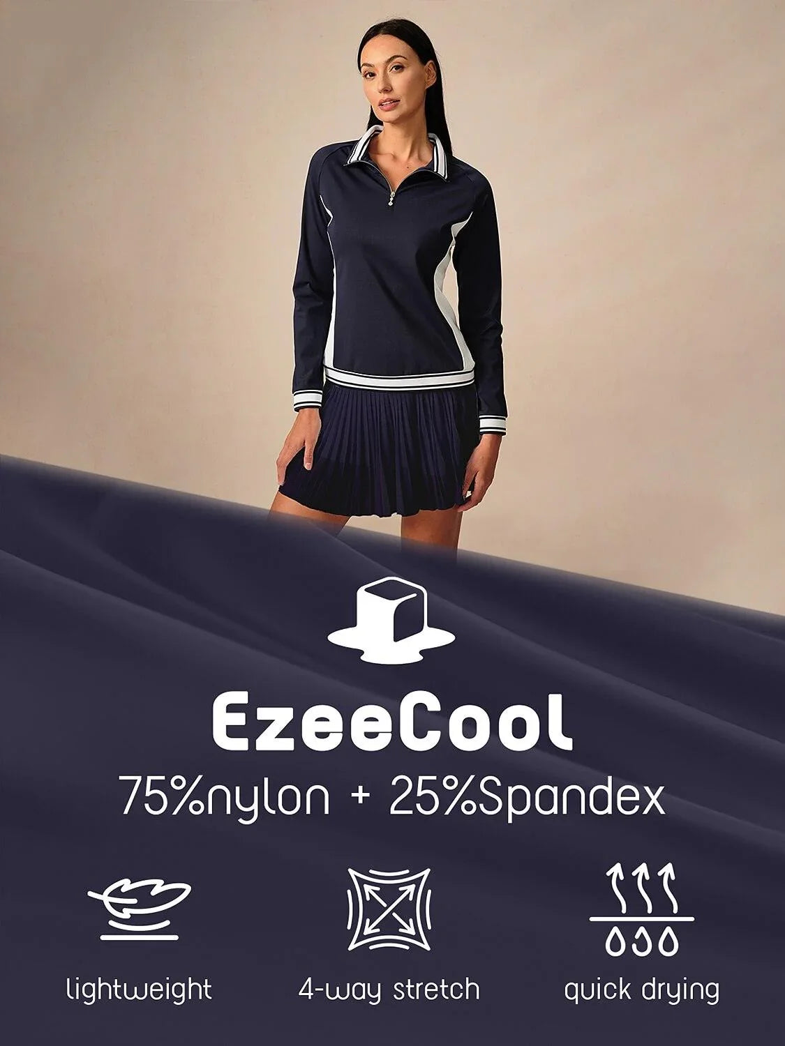 Navycore Long Sleeve Color Block Quarterzip UPF50+