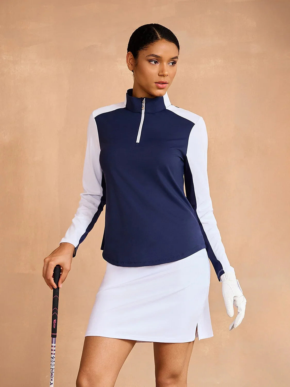 Navycore Long Sleeve Color Block Mesh Quarterzip UPF50+