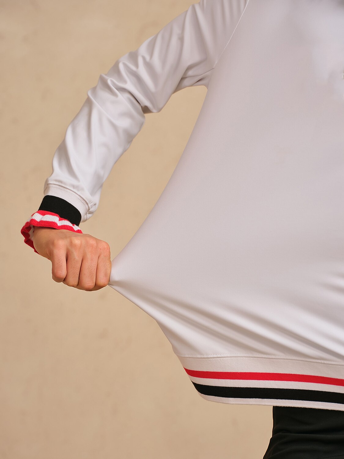 Navycore Ruffle Ribbed Lapel Golf Polo Shirt UPF50+