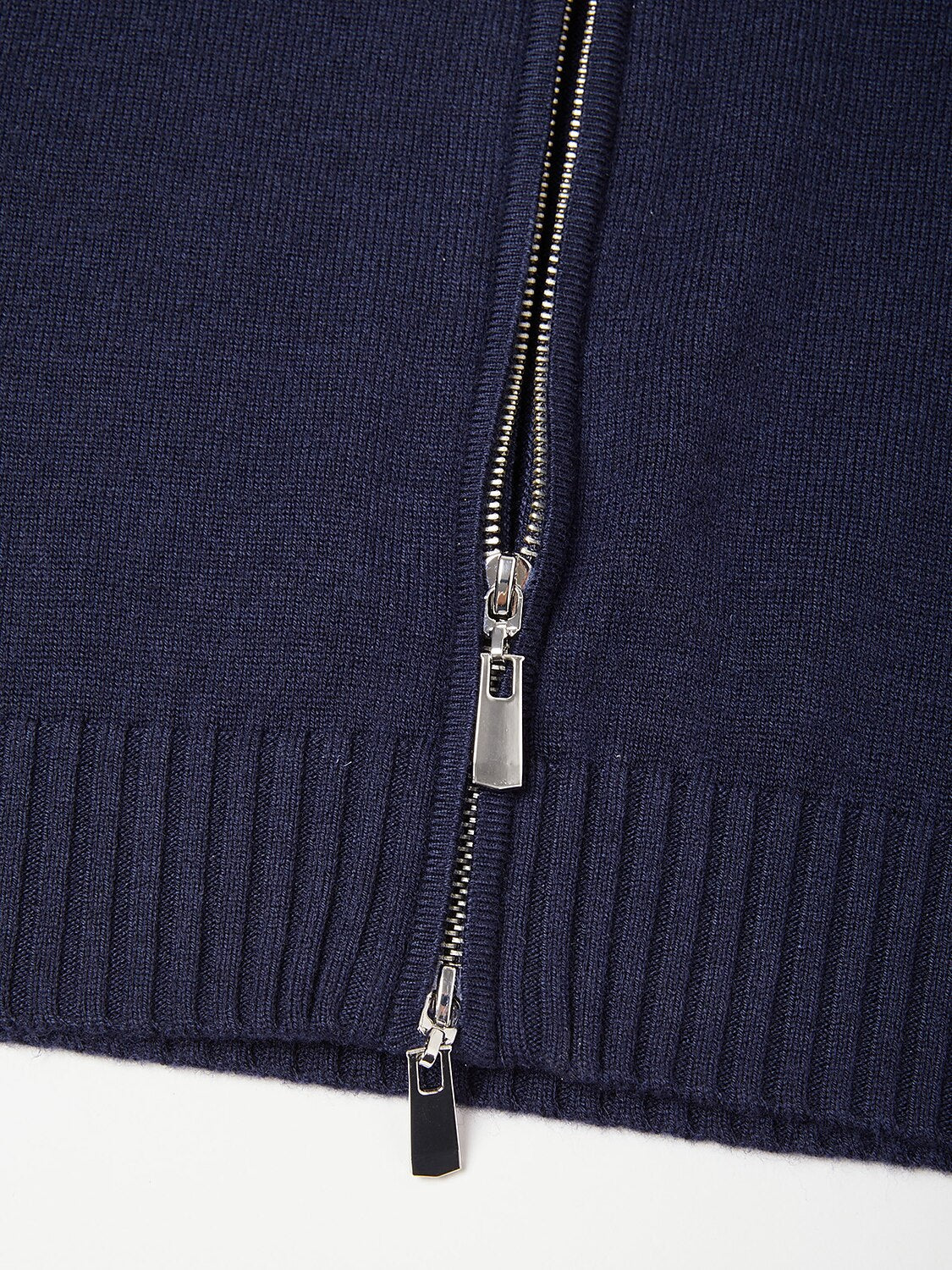 Aqua Wool Men's Dual-Zip Long Sleeve Sweater