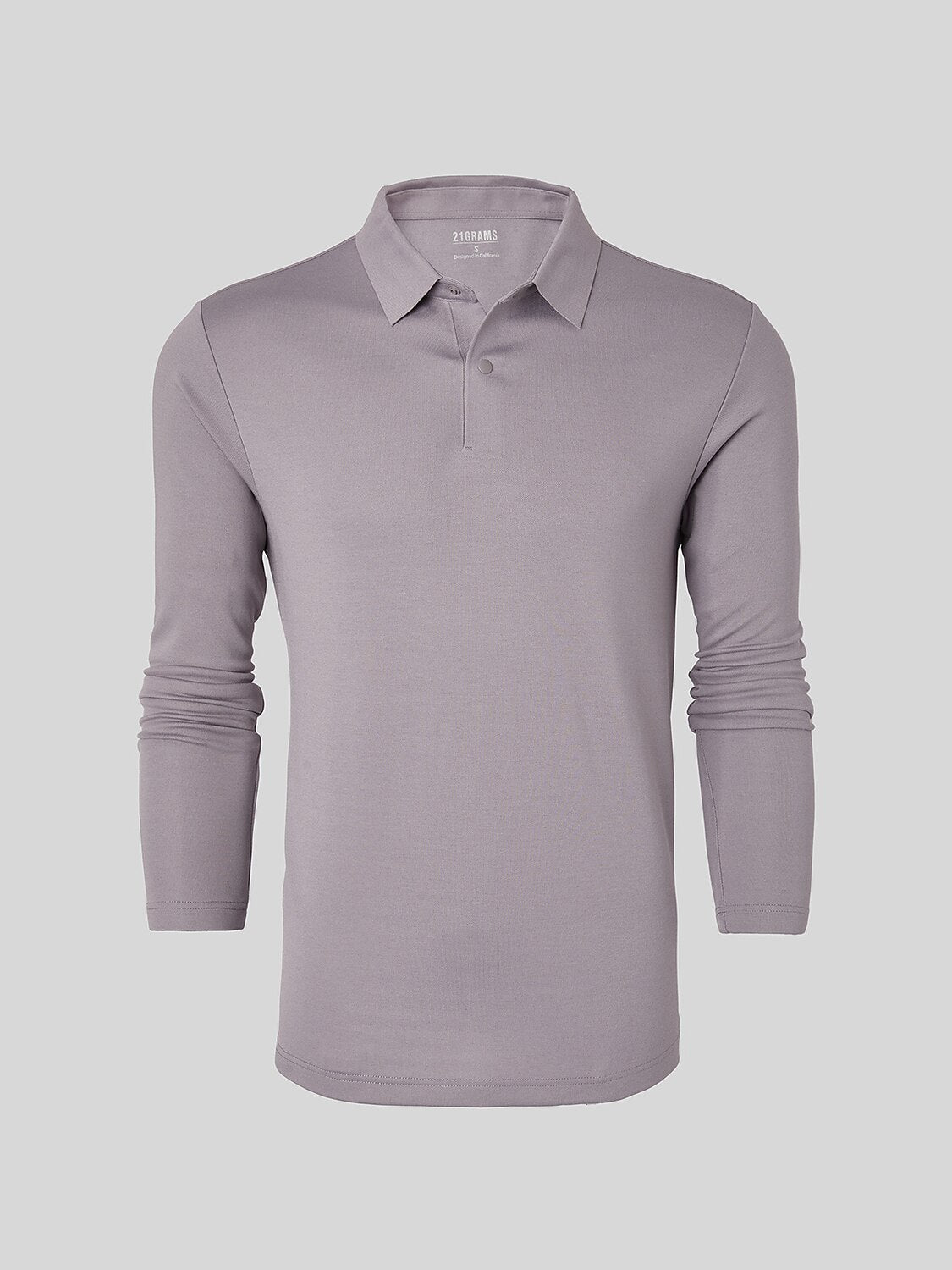 Aqua Wool Men's Snap Buttons Long Sleeve Polo Shirt