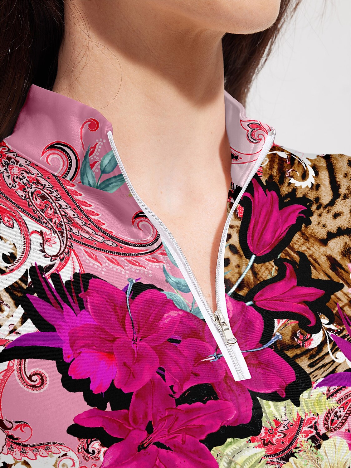 Hyped-up Tropical Golf Shirt Quarterzip UPF50+