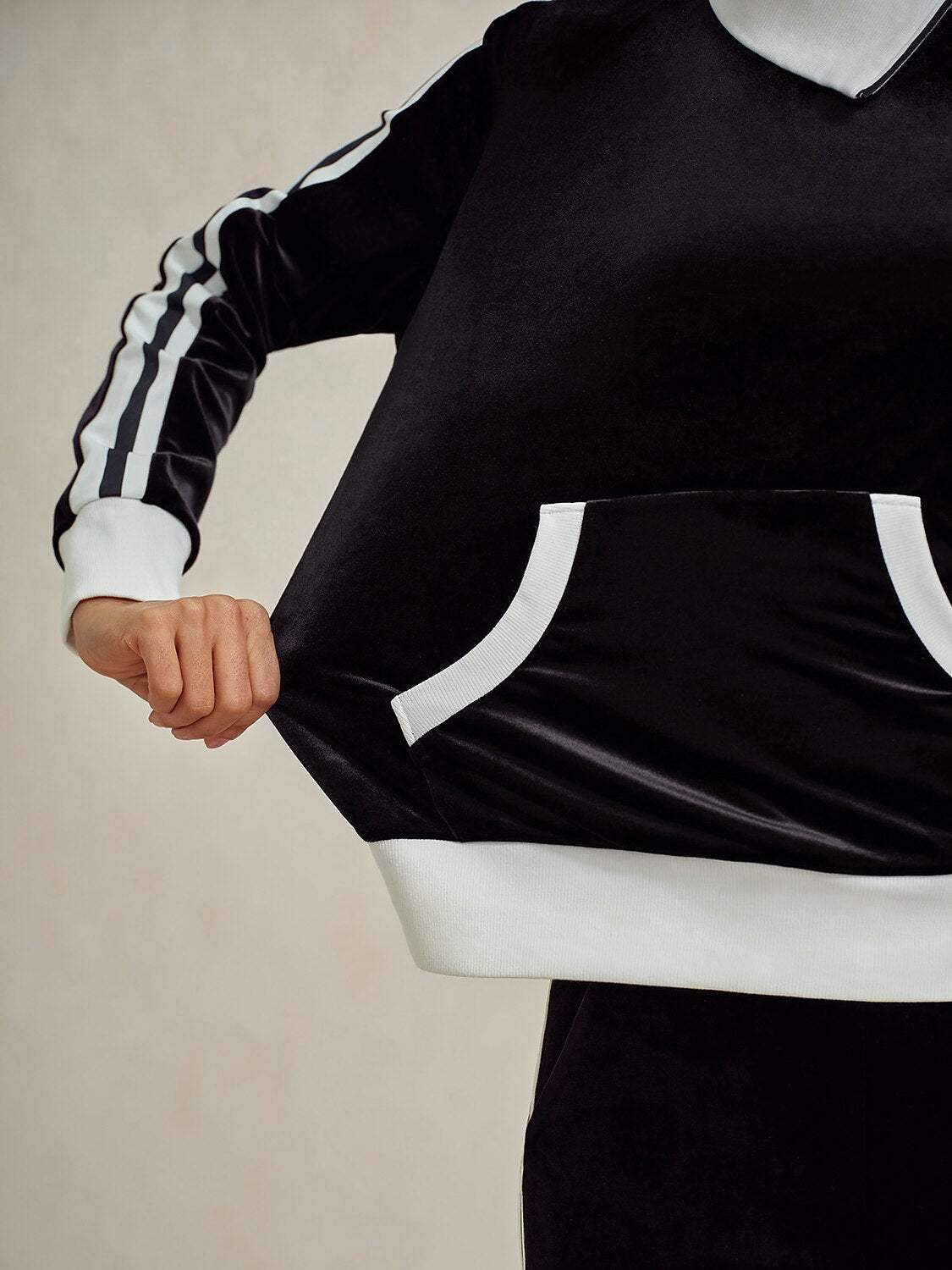 UltraSoft Velvet Long Sleeve Asymmetrical Collar Sweatshirt