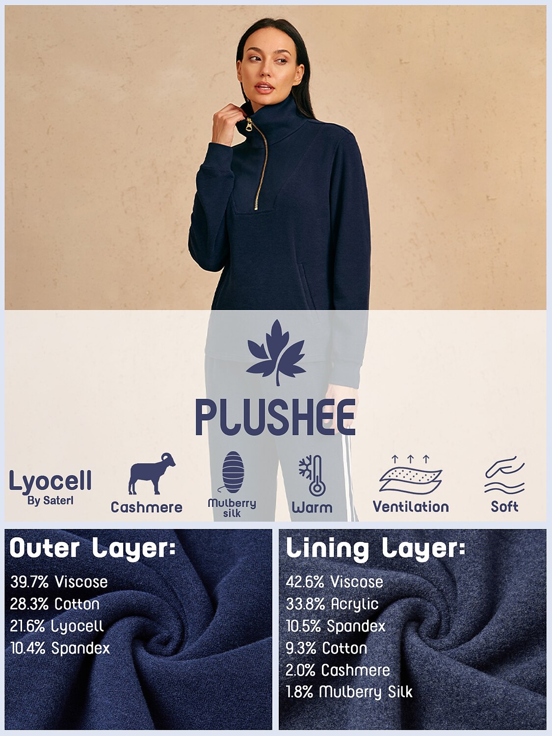 UltraSoft Velour Long Sleeve Side Zipper Sweatshirt