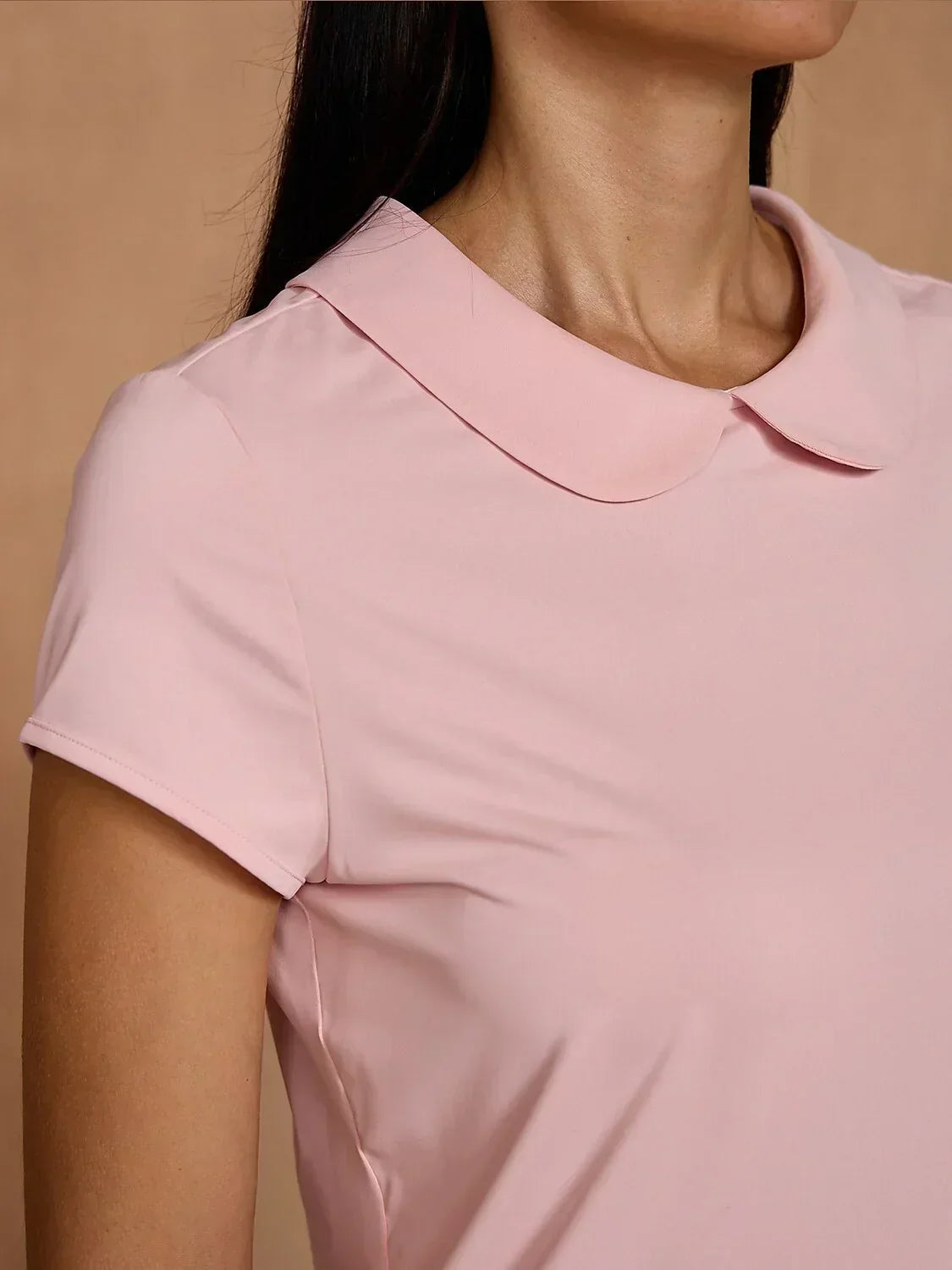 More Than Basic Cap Sleeve Peter Pan Collar Polo