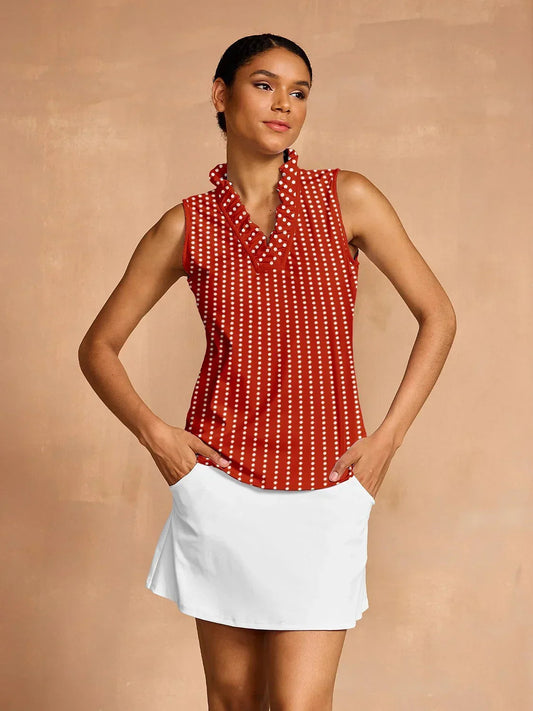 Hyper-prep Ruffle V-Neck Tank Top UPF50+