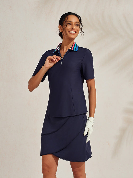 Premium Short Sleeve Color Block Quarterzip UPF50+