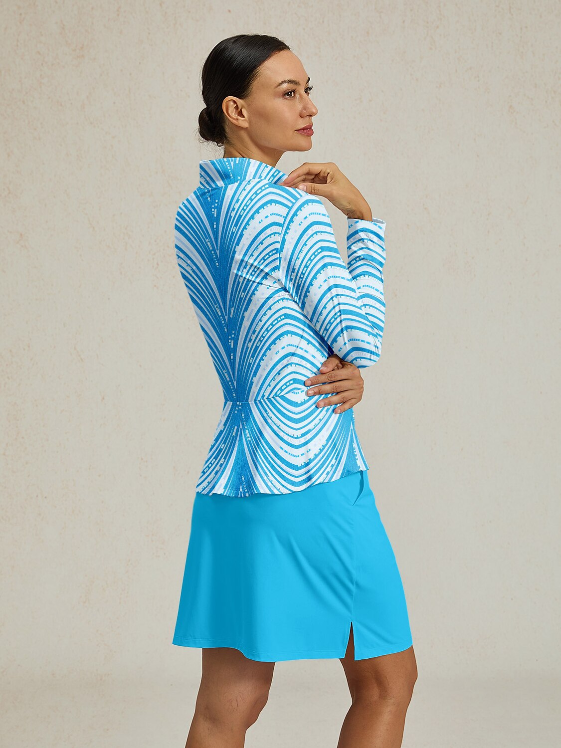 Air Brush Silky Ruffle Golf Shirt Quarterzip UPF50+