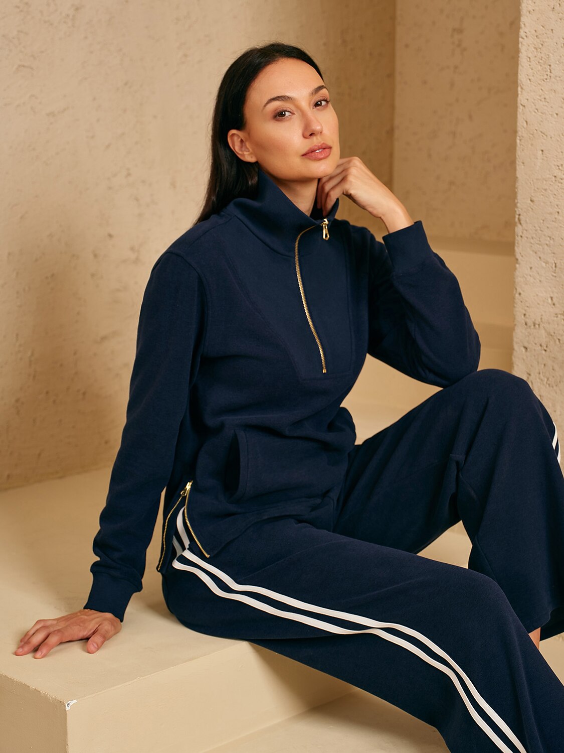 UltraSoft Velour Long Sleeve Side Zipper Sweatshirt