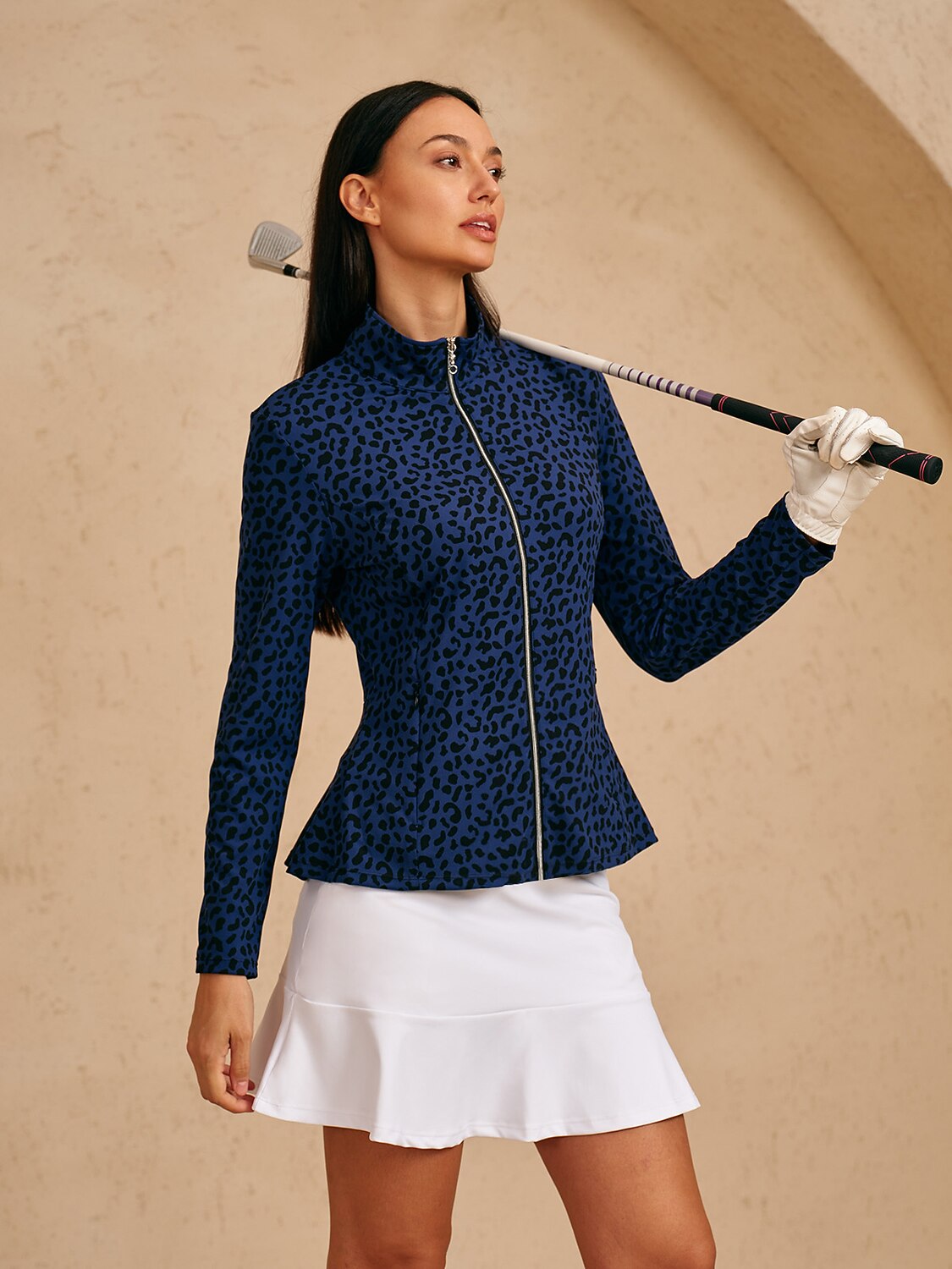 More Than Basic Ruffle Leopard Golf Jacket