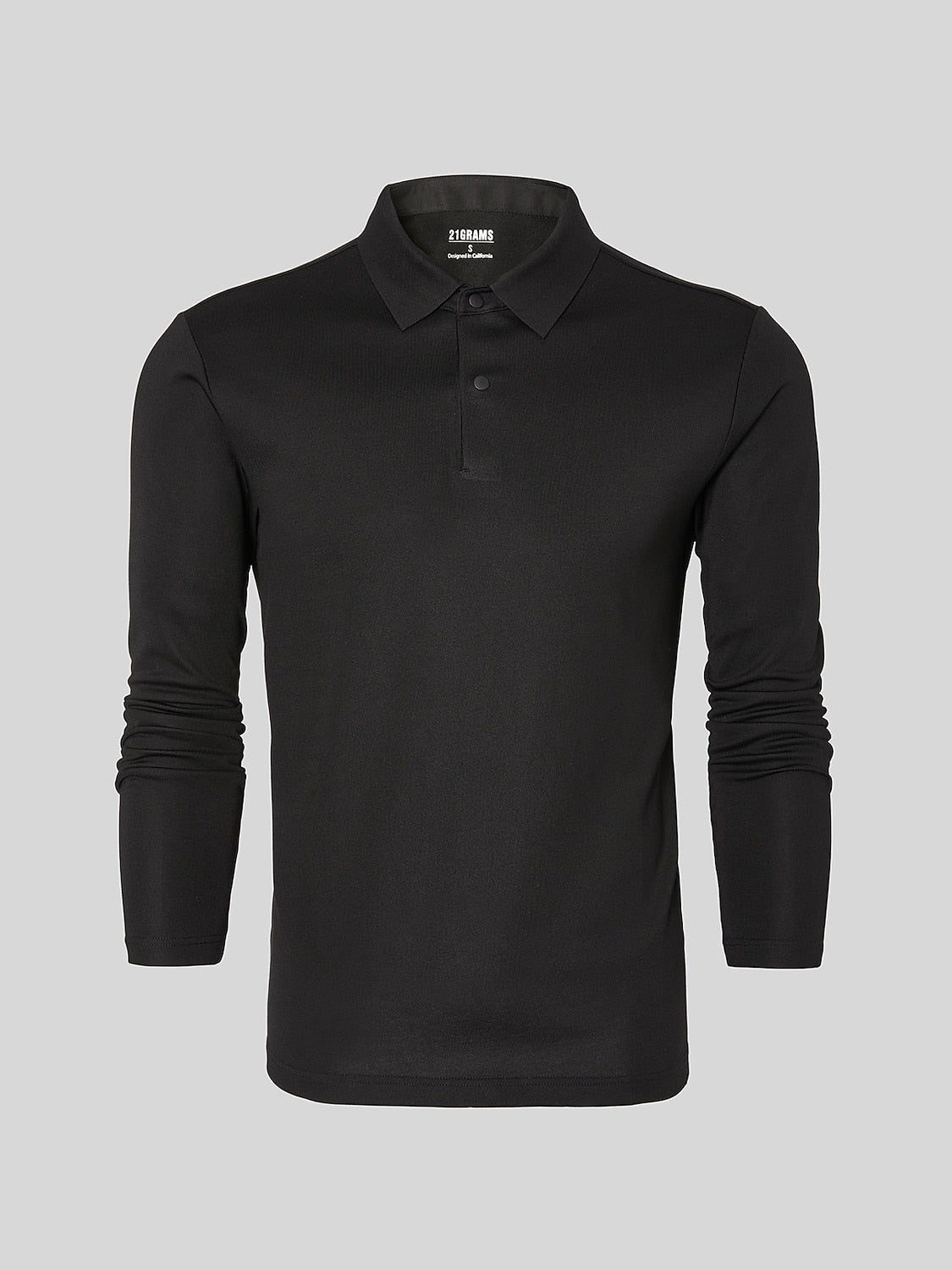 Aqua Wool Men's Snap Buttons Long Sleeve Polo Shirt