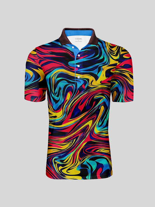 Inked Skins Men's Ribbed Collar Polo Top UPF50+