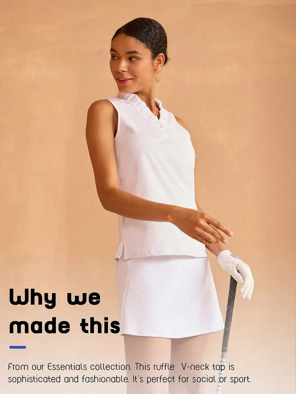 More Than Basic Ruffle V-Neck Tank Top UPF50+