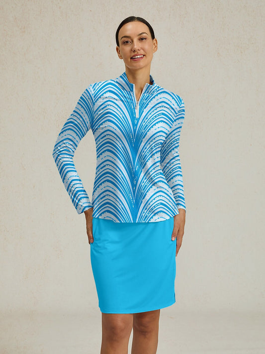 Air Brush Silky Ruffle Golf Shirt Quarterzip UPF50+