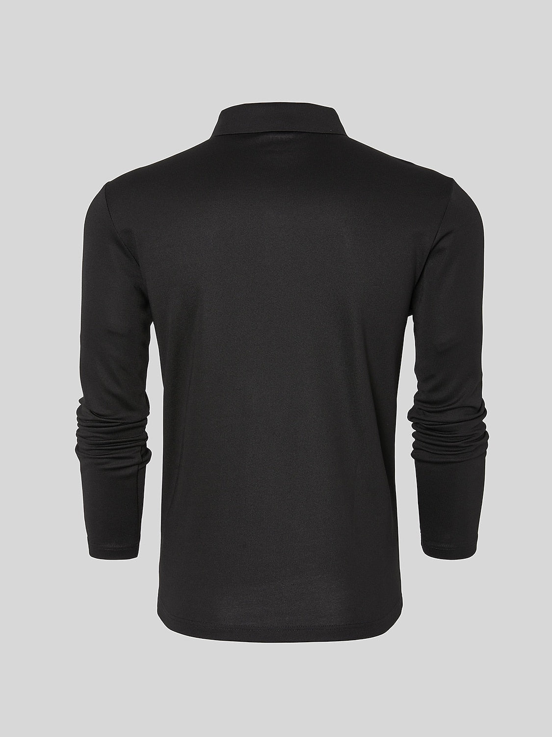 Aqua Wool Men's Snap Buttons Long Sleeve Polo Shirt