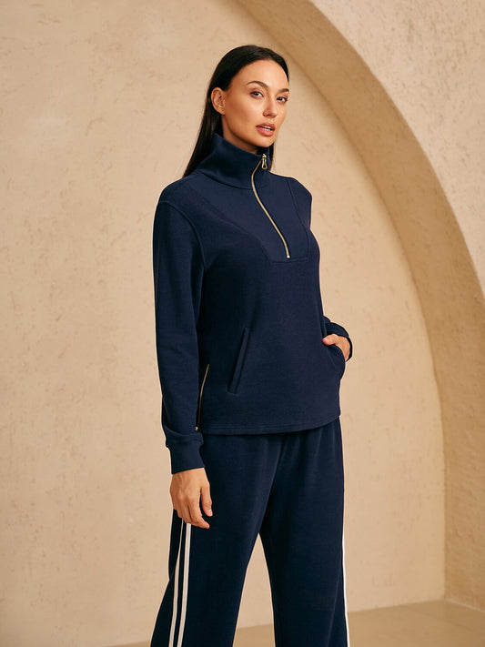 UltraSoft Velour Long Sleeve Side Zipper Sweatshirt