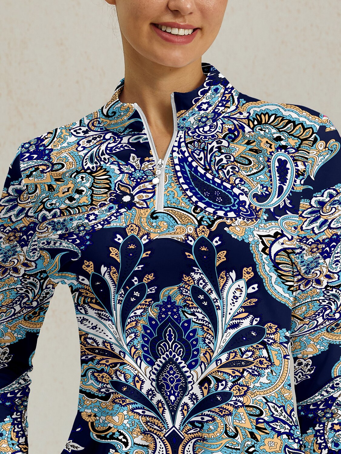 Pretty Feminine Silky Ruffle Golf Shirt Quarterzip UPF50+