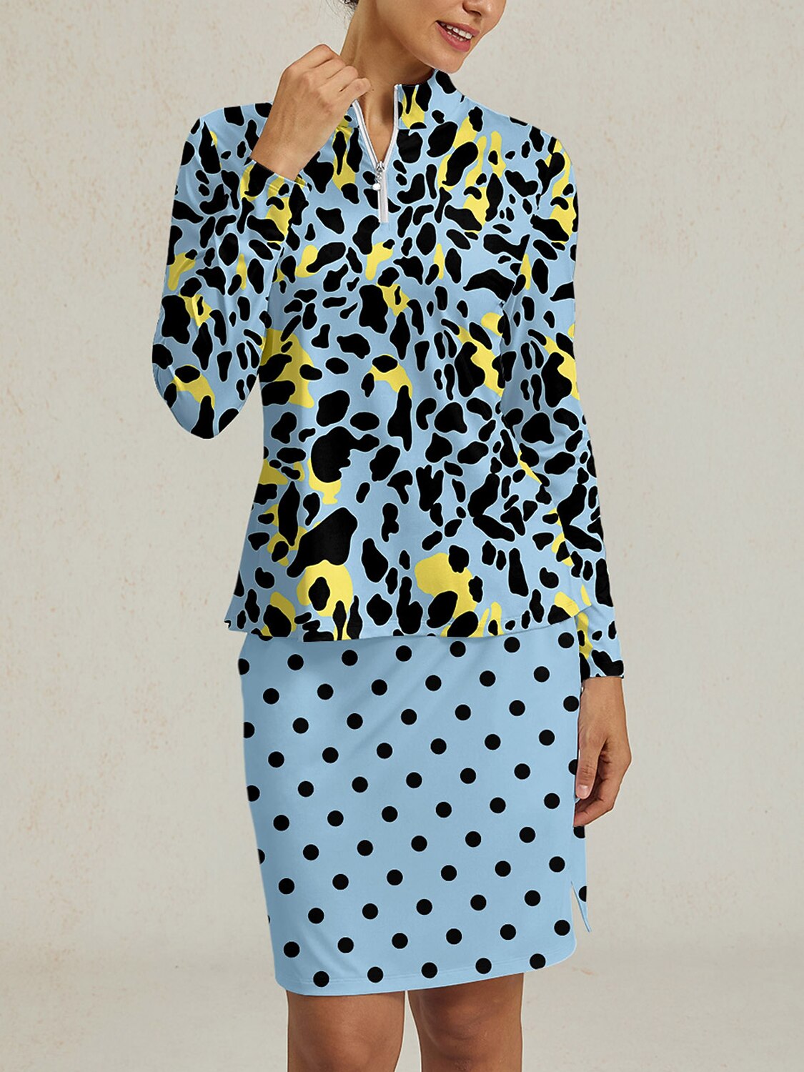 Wildlife Party Silky Ruffle Golf Shirt Quarterzip UPF50+