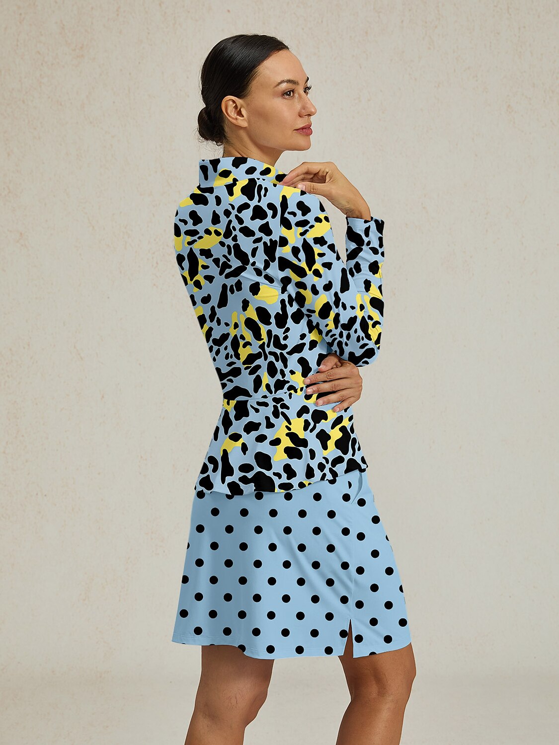 Wildlife Party Silky Ruffle Golf Shirt Quarterzip UPF50+