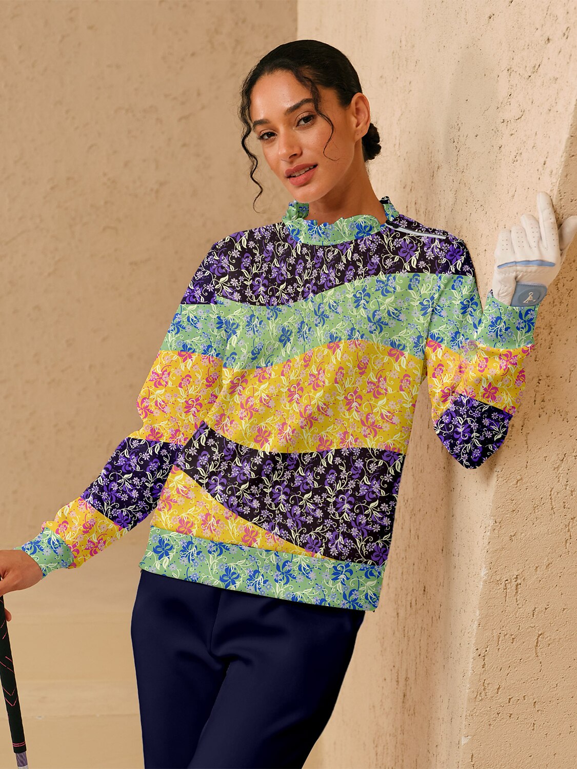Botanical Energy Ruffle Collar Golf Sweatshirt