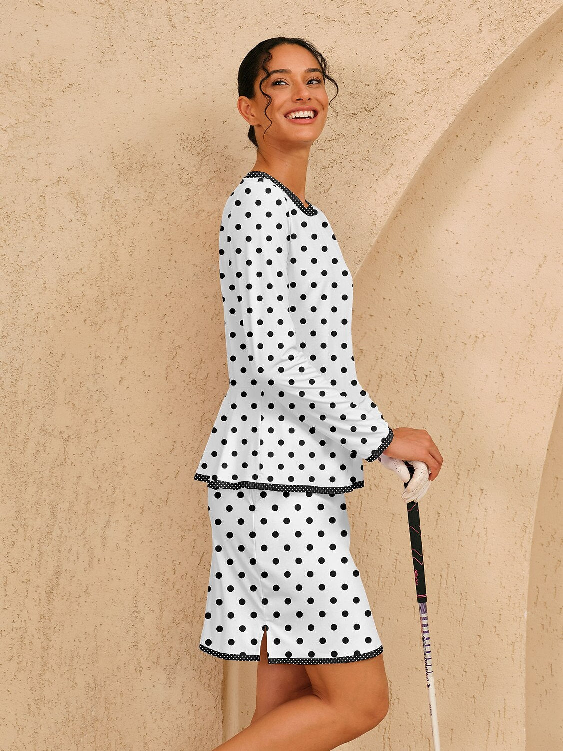 Hyper-prep Silky Ruffle Polo Top UPF50+