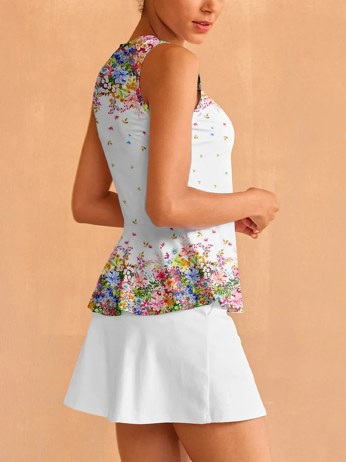 Botanical Energy Ruffle Tank Top For Pickleball & Tennis